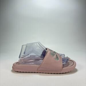 Nike Benassi JDI Rose Metallic Silver Slides Sandals 343881-614 Women's Size 8